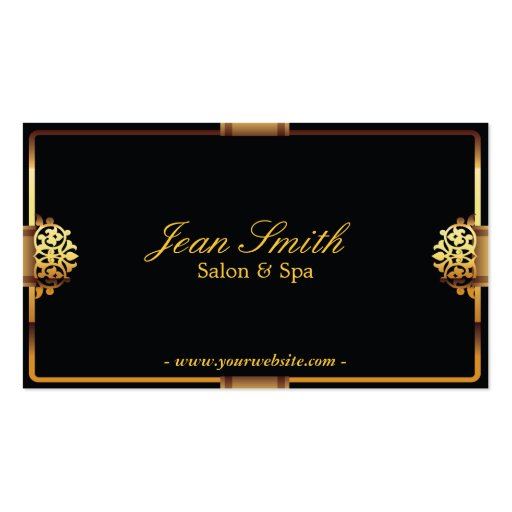 Deluxe Gold Frame Salon & Spa Business card (front side)