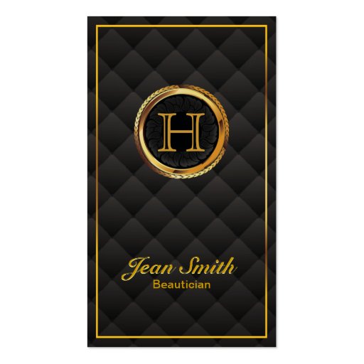 Deluxe Gold Monogram Beautician Business Card (front side)