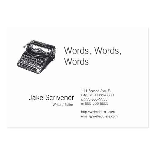 Deluxe Noiseless Retro Typewriter Business Card (front side)
