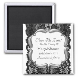 Deluxe Save The Date Wedding Vintage Lace White magnet