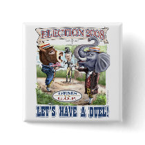 Dem Donkey vs GOP Elephant Button by buttonZup Dem Donkey vs GOP Elephant Button