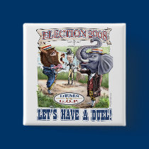 Dem Donkey vs GOP Elephant Button 