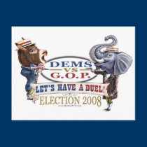 Dem Donkey vs GOP Elephant Postcard  postcards