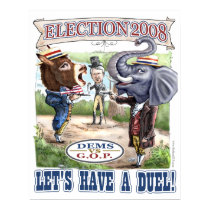 Dem Donkey vs GOP Elephant Print by buttonZup Dem Donkey vs GOP Elephant Print