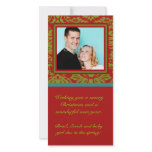 Demask Red Green and Teal Personalized Photo Card