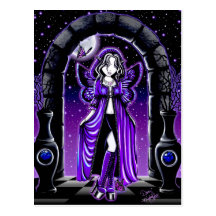 "Demi" Gothic Blue Butterfly Fairy Art Postcard