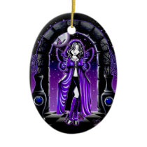 demi, purple, fairy, butterfly, moon, celestial, faery, fae, faerie, fantasy, art, myka, jelina, blue, faeries, Ornament with custom graphic design