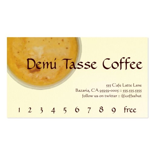 Demi Tasse Coffee Drink Loyalty / Punch Card Business Card Template (front side)