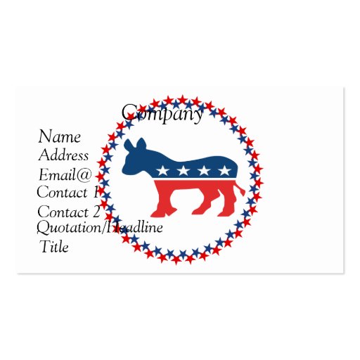 Democrat donkey business card (front side)