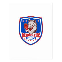 Democrat Donkey Mascot Boxer Shield Post Cards