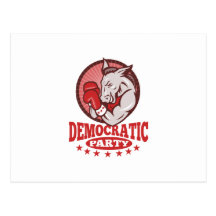 Democrat Donkey Mascot Boxing Postcard