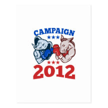 Democrat Donkey Republican Elephant Campaign 2012 Postcards