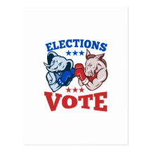 Democrat Donkey Republican Elephant Mascots Post Card