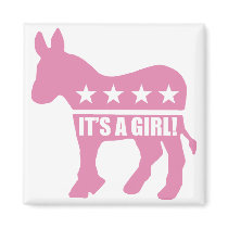 democrat it's a girl square magnets