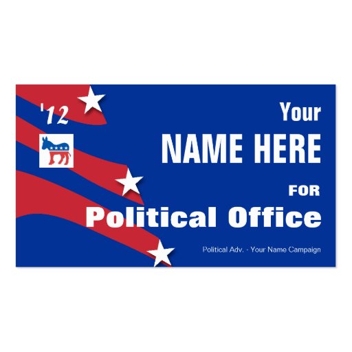Democrat - Political Election Campaign Business Card Template (front side)