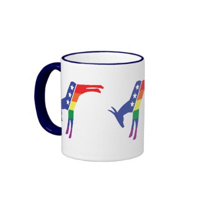 Democratic Gay Pride Donkey Mugs by melhi_