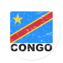Democratic Republic of Congo Vintage Flag Stickers