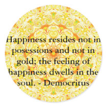 Democritus quote about Happiness stickers by spiritcircle Democritus quote about Happiness stickers