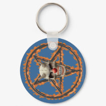Demon Clown Skull & Burning Pentagram keychains by thefrozenduck Demon Clown Skull & Burning Pentagram keychains