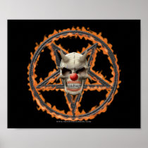 Demon Clown Skull & Burning Pentagram Posters