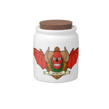 Demon Devil Skull with Bat Wings and Rams Horns Candy Dishes