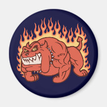 Demon Dog -Flames Fridge Magnet