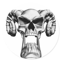 Demon Skull Round Sticker