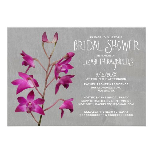 Dendrobium Orchid Bridal Shower Invitations
