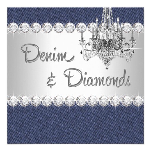 Personalized Denim And Diamond Invitations