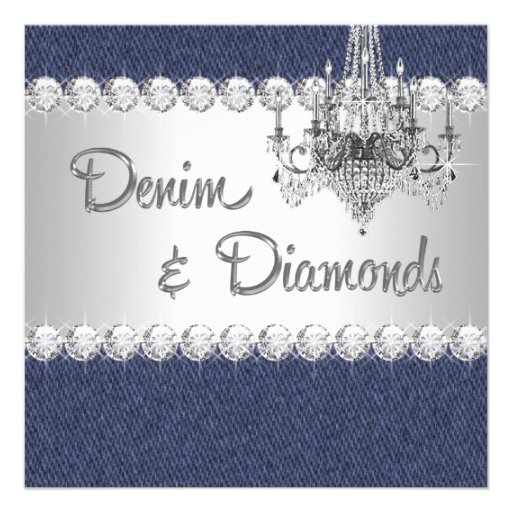 Denim and Diamond Party Invitations