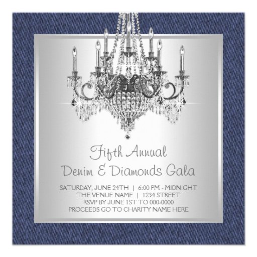 Denim and Diamond Party Invitations