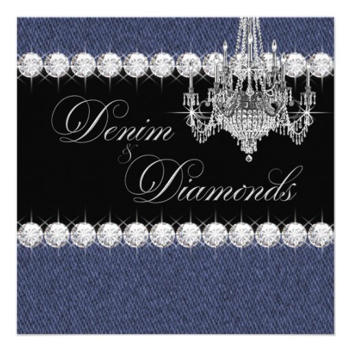 Denim and Diamond Party Invitations (front side)
