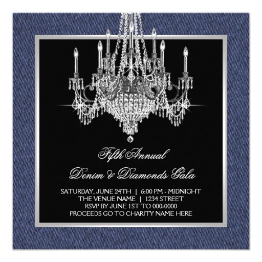 Denim and Diamond Party Invitations