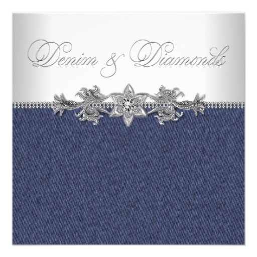 Personalized Denim And Diamond Invitations