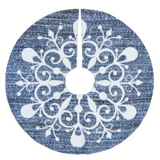 Denim and Snowflake Design Tree Skirt