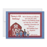 Denim Barnyard Birthday Buddies Personalized Invitation