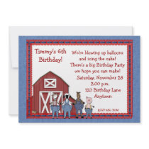 Denim Barnyard Birthday Buddies Personalized Invitation