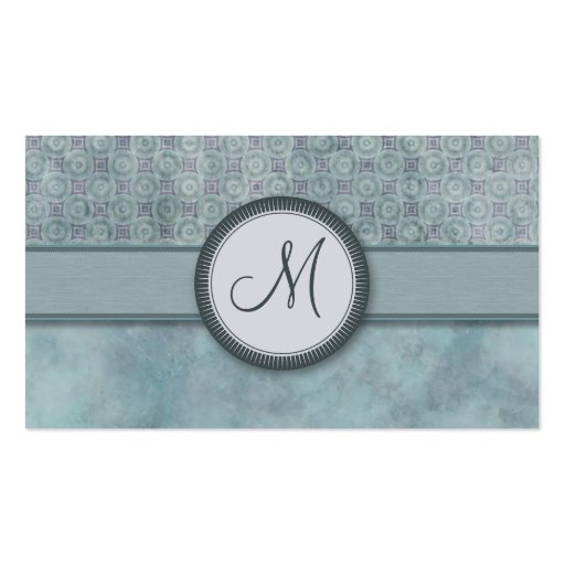 Denim Blue Coin Pattern with Monogram Business Cards (back side)