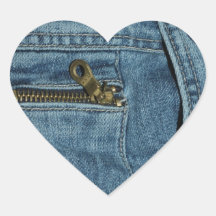 Denim Blue Jeans Heart Sticker