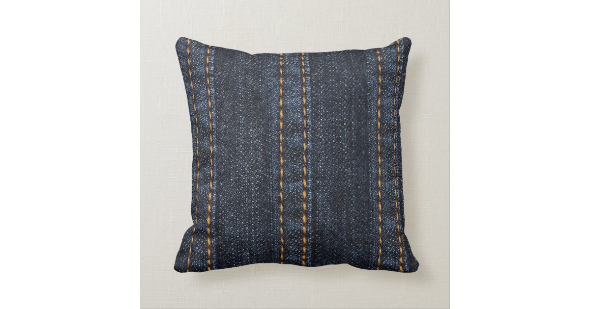 Denim Blue Jeans Print Accent Pillow Zazzle