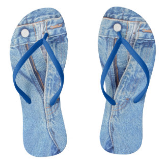 blue denim flip flops