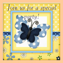 Denim Butterfly Birthday Invitations Announcements invitations