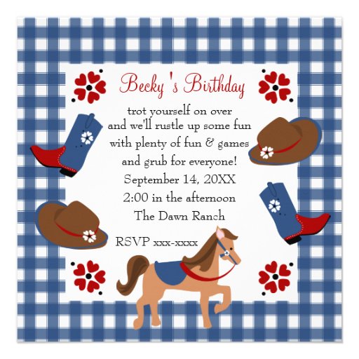 Denim Cowgirl Birthday Invitations