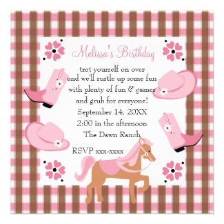 Denim Cowgirl Birthday Personalized Invitation