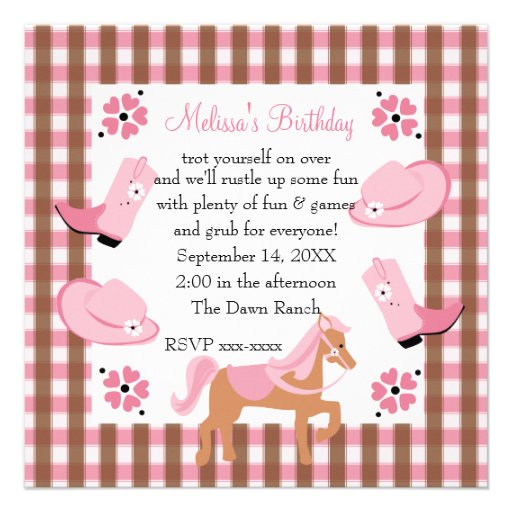Denim Cowgirl Birthday Personalized Invitation