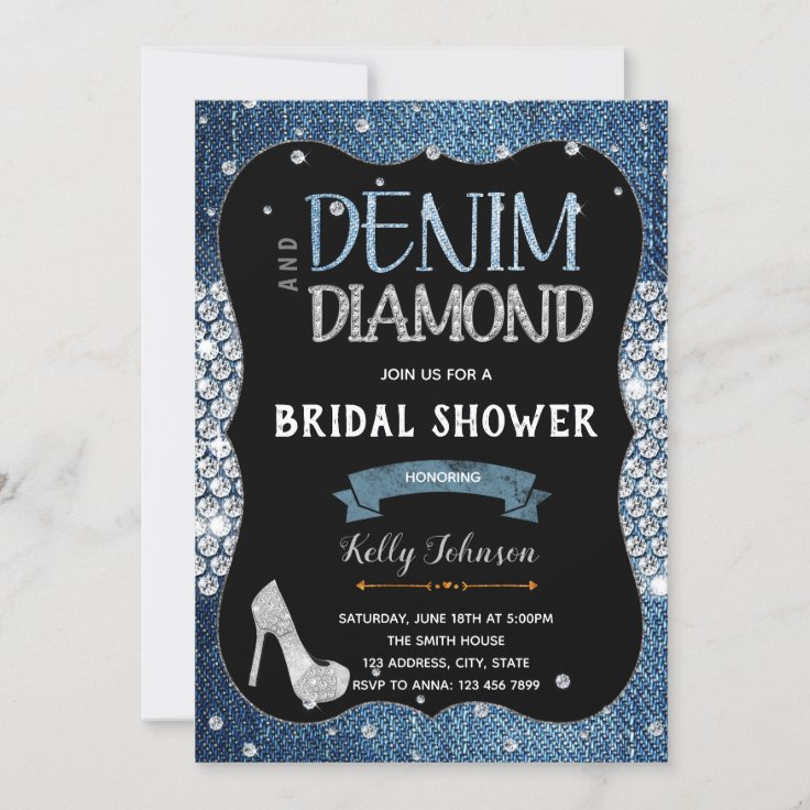 Denim Diamonds And Pearls Invitation Zazzle