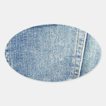 Denim Jeans Pocket Blue Fabric style fashion rich Oval Stickers