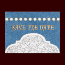 Denim Lace  Save the Date POSTCARDS postcards