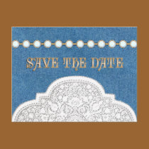 Denim Lace  Save the Date POSTCARDS
