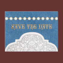 Denim Lace  Save the Date POSTCARDS